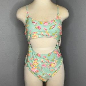 Flowered One Piece Swimsuit